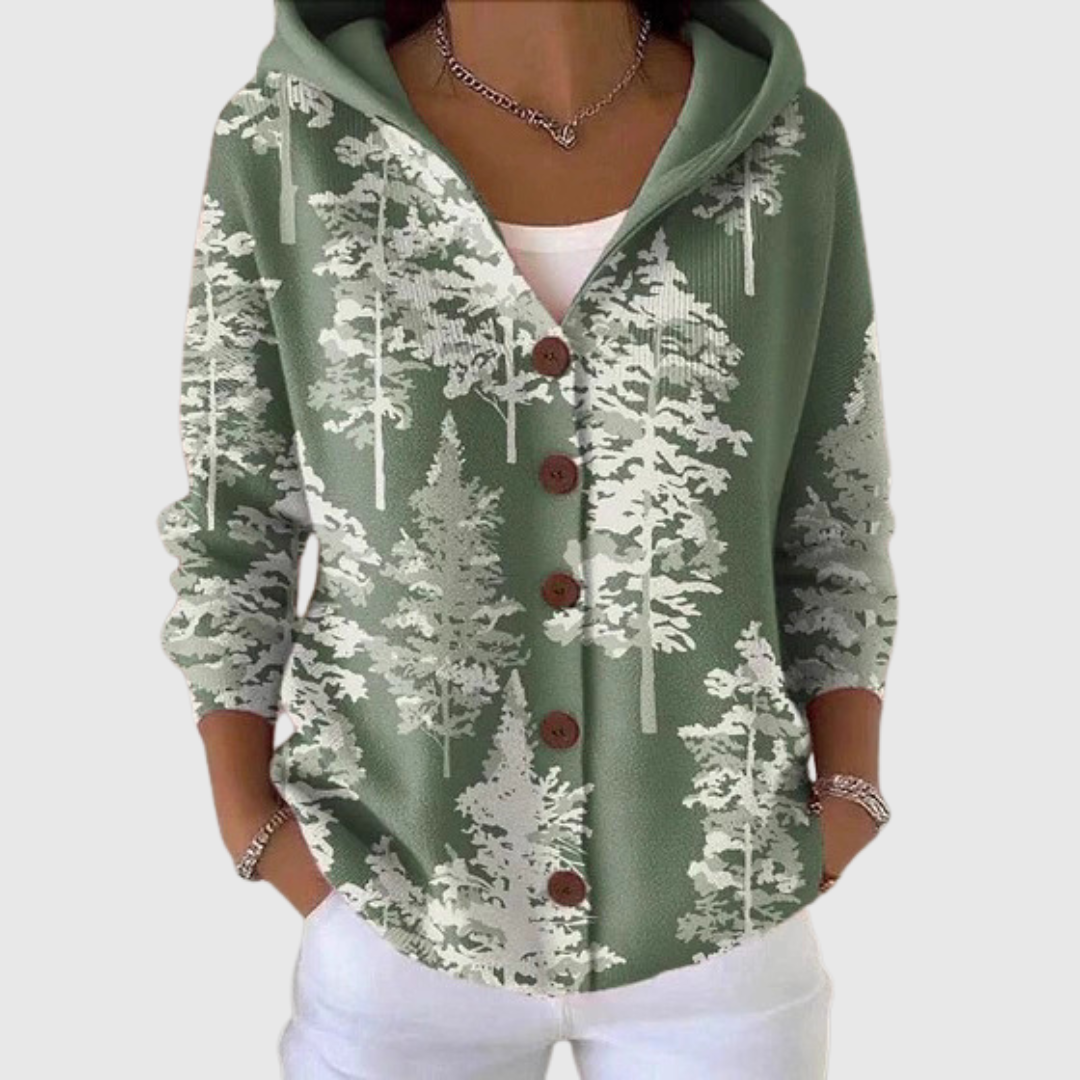Trees | Comfortabele gebreide cardigan met capuchon