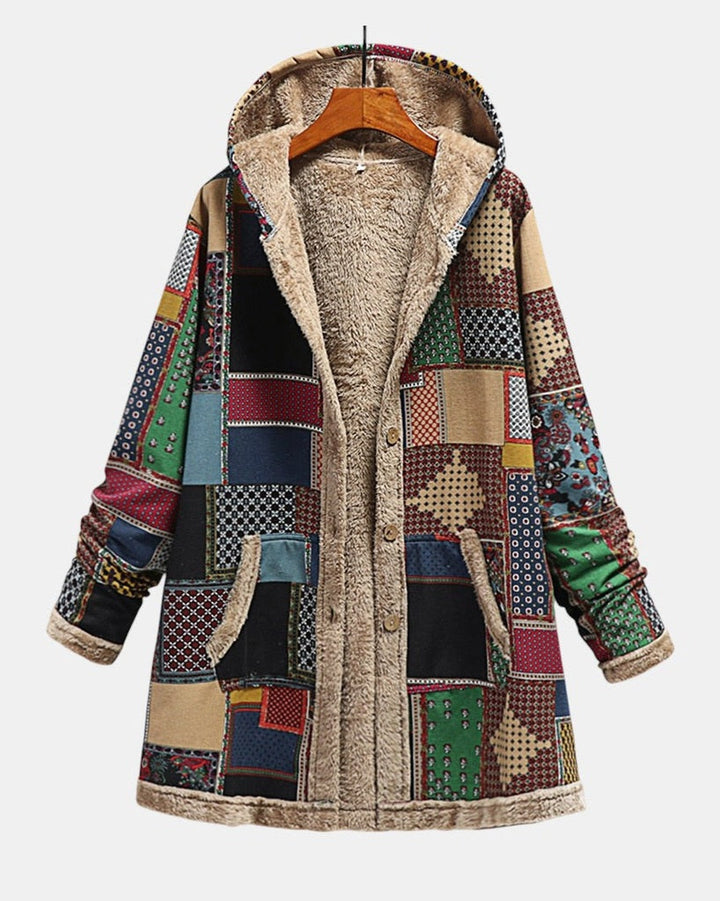 Ria | Gezellige Patchwork-Hoodie in Aardetinten