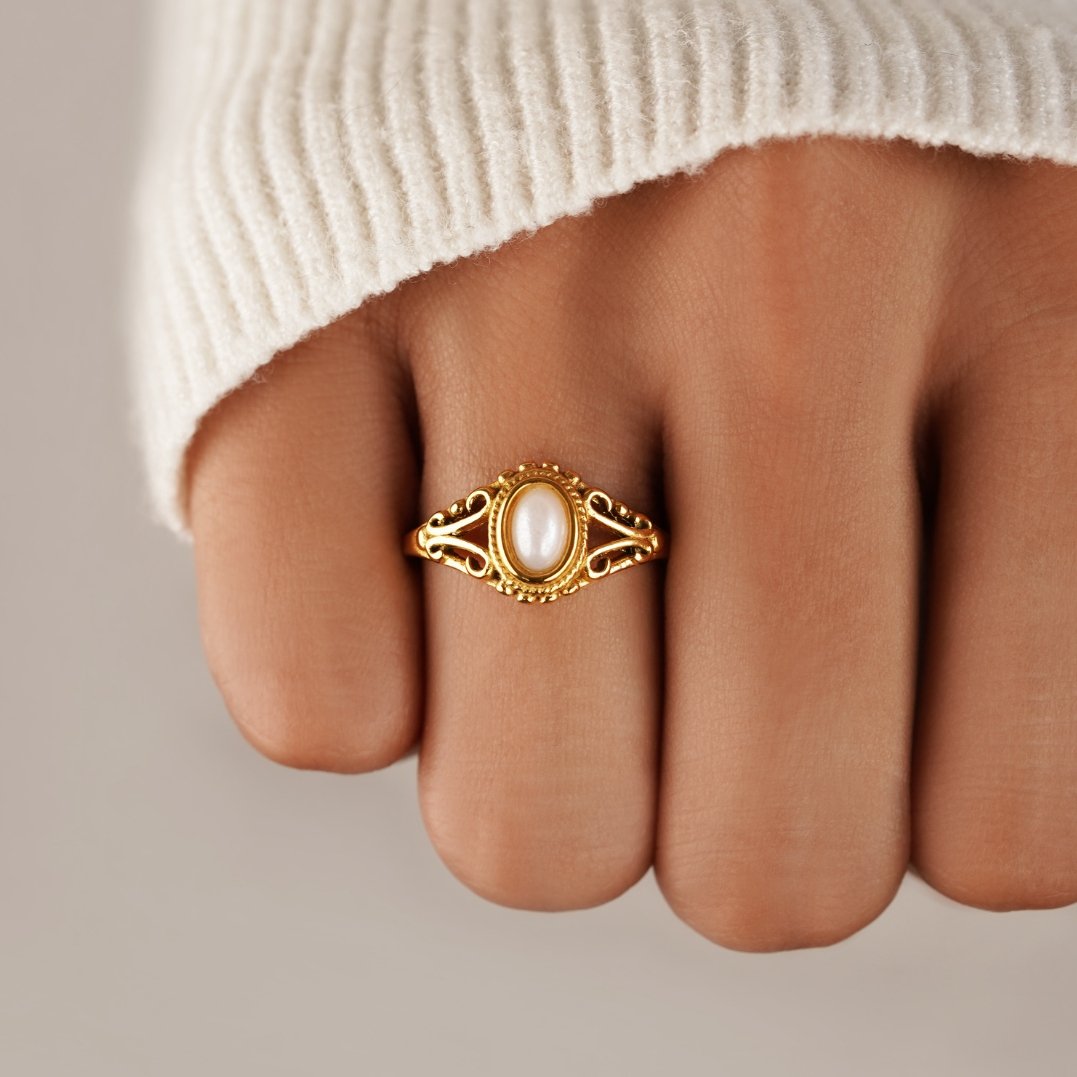 Vintage Royal Ring met Parel