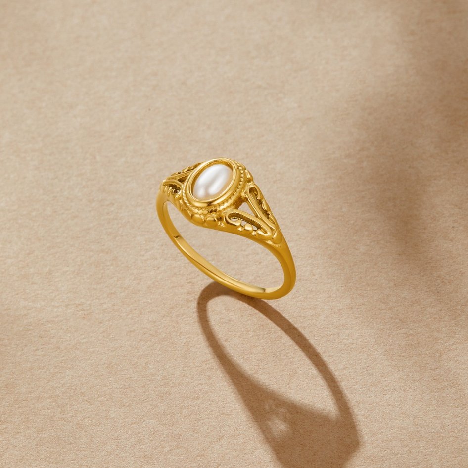 Vintage Royal Ring met Parel